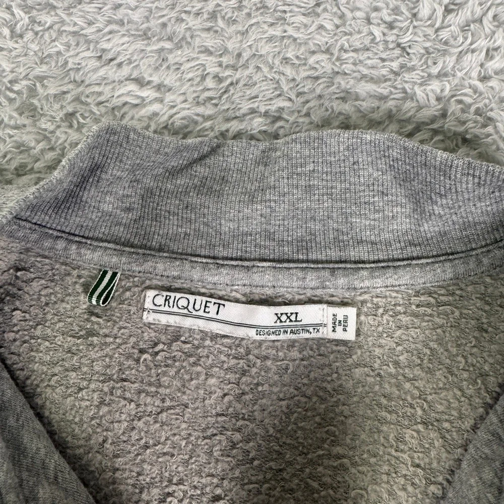 Criquet Mens XXL Quarter Zip Sweatshirt Heather Gray Pullover Mock Neck Logo - Picture 3 of 9